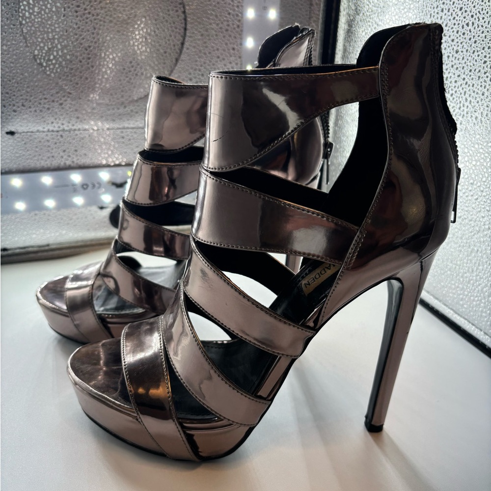 Steve Madden Shiny Black Strappy Heels
